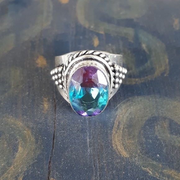 New Bi-Color Tourmaline 925 Silver Ring. - Picture 8 of 9